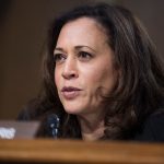 UNITED STATES - JANUARY 12: Sen. Kamala Harris, D-Calif., questions Rep. Mike Pompeo, R-Kan., nominee for director of the Central Intelligence Agency, during his Senate Select Intelligence Committee confirmation hearing in Dirksen Building, January 12, 2017. The hearing was moved from Hart Building due to a power outage. (Photo By Tom Williams/CQ Roll Call)