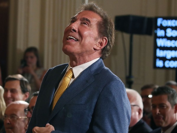 WASHINGTON, DC - JULY 26:  Steve Wynn, CEO of Wynn Resorts, is acknowledged at a news conference held by U.S. President Donald Trump in the East Room of the White House July 26, 2017 in Washington, DC. The president was touting a decision by Apple supplier Foxconn to invest $10 billion to build a factory in Wisconsin that produces LCD panels. Foxconn said the project would create 3,000 jobs, with the "potential" to generate 13,000 new jobs, according to published reports.  (Photo by Mark Wilson/Getty Images)