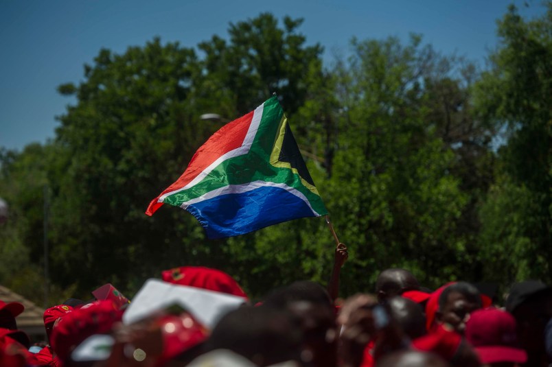 TSHWANE, SOUTH AFRICA – NOVEMBER 02, 2017: (SOUTH AFRICA OUT): EFF marched to the Isreali embassy in Pretoria today in solidarity with the Palestinians on November 02, 2017 in Pretoria, South Africa. (Photo by Alet Pretorius/Gallo Images/Getty Images)