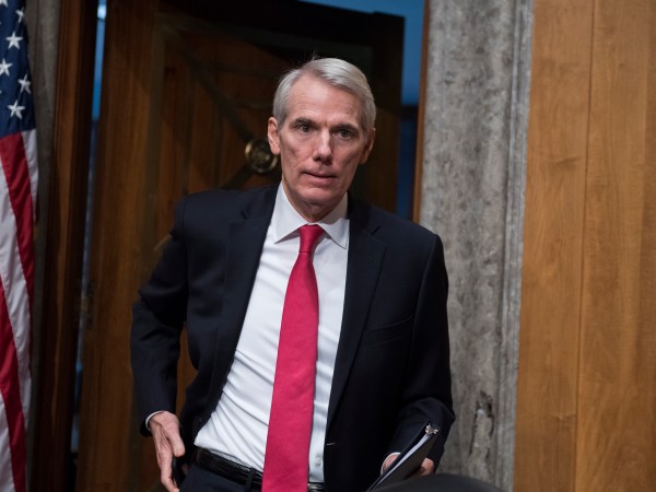 UNITED STATES -  NOVEMBER 08: Sen. Rob Portman, R-Ohio, arrives to introduced Kirstjen Nielsen, Homeland Security Department secretary nominee, during her Senate Homeland Security and Governmental Affairs Committee confirmation hearing in Dirksen Building on November 8, 2017. Sen. Marco Rubio, R-Fla., also introduced her. (Photo By Tom Williams/CQ Roll Call)