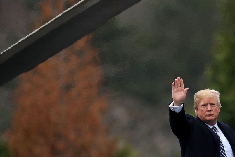 U.S. President Donald Trump leaves Walter Reed National Military Medical Center following his annual physical examination January 12, 2018 in Bethesda, Maryland. Trump will next travel to Florida to spend the Dr. Martin Luther King Jr. Day holiday weekend at his Mar-a-Lago resort.