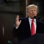 CORAOPOLIS, PA - JANUARY 18: President Donald Trump speaks to supporters at a rally at H&K Equipment, a rental and sales company for specialized material handling solutions on January 18, 2018 in Coraopolis, Pennsylvania. Trump visited the facility for a factory tour and to offer remarks to supporters and employees following the administration's new tax plan. (Photo by Jeff Swensen/Getty Images)