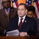 Rep. Jerry Nadler speaks with Reps Cedric Richmond, CBC and Judiciary Deomocrats by his side, as they introduced a resolution to censure President Donald Trump for what they called racist comments on Haiti, African Countries and El Salvador, on Capitol Hill, on Thursday, January 18, 2018. (Photo by Cheriss May) (Photo by Cheriss May/NurPhoto)