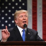 during the State of the Union address in the chamber of the U.S. House of Representatives January 30, 2018 in Washington, DC. This is the first State of the Union address given by U.S. President Donald Trump and his second joint-session address to Congress.