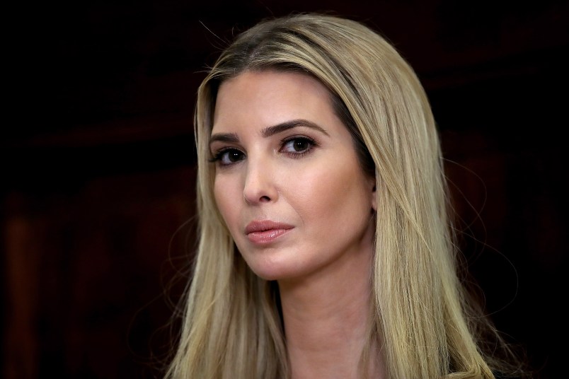 WASHINGTON, DC - DECEMBER 14:  Ivanka Trump attends an event where U.S. President Donald Trump spoke  at the White House promoting the administrationÕs efforts to decrease federal regulations December 14, 2017 in Washington, DC. The administration has vowed to remove two regulations for every single regulation added in an effort to reduce the amount of bureaucratic Òred tapeÓ.  (Photo by Win McNamee/Getty Images)