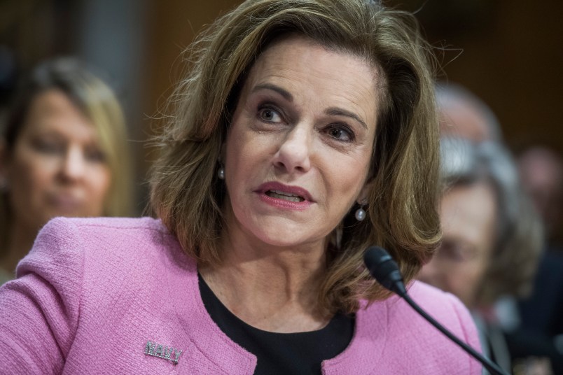 UNITED STATES - JULY 20: K.T. McFarland, nominee to be ambassador to Singapore, attends her Senate Foreign Relations Committee confirmation hearing in Dirksen Building on July 20, 2017. (Photo By Tom Williams/CQ Roll Call)