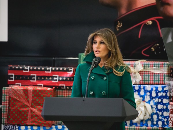 First Lady Melania Trump visited Joint Base Anacostia-Bolling in Washington, D.C., where she joined military families for the Marine Corps' annual Toys for Tots event. First Lady Trump made remarks and helped sort and box toys with the kids, on Wednesday, December 13th, 2017. (Photo by Cheriss May/NurPhoto)