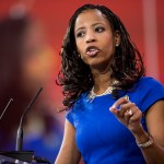 UNITED STATES - FEBRUARY 26: Rep. Mia Love, R-Utah, speaks to the crowd at CPAC in National Harbor, Md., on Feb. 26, 2015. (Photo By Bill Clark/CQ Roll Call)
