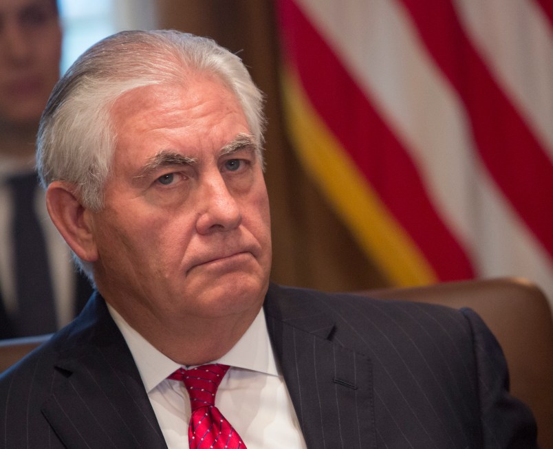 U.S. Secretary of State Rex Tillerson listens during a Cabinet meeting at The White House in Washington, DC, December  20, 2017. Credit: Chris Kleponis / Polaris