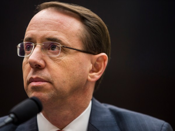 WASHINGTON, DC - DECEMBER 13: U.S. Deputy Attorney General Rod Rosenstein testifies during a a House Judiciary Committee hearing on December 13, 2017 in Washington, DC. (Photo by Zach Gibson/Getty Images)
