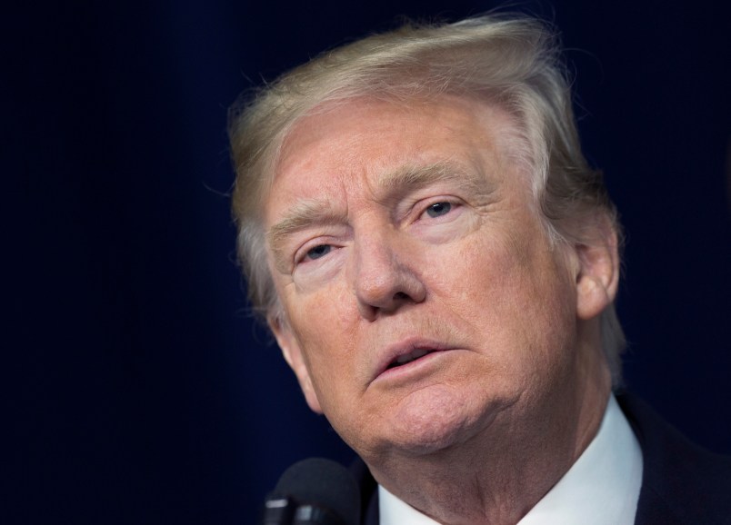 06 January 2018- Thurmont MD- U.S. President Donald J. Trump speaks at Camp David after holding meetings with staff, members of his Cabinet and Republican members of Congress to discuss the Republican legislative agenda for 2018. Photo Credit: Chris Kleponis/Sipa USA
