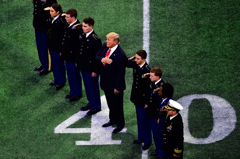 in the CFP National Championship presented by AT&T at Mercedes-Benz Stadium on January 8, 2018 in Atlanta, Georgia.