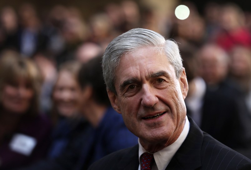 WASHINGTON, DC - OCTOBER 28:  Former FBI director Robert Mueller attends the ceremonial swearing-in of FBI Director James Comey at the FBI Headquarters October 28, 2013 in Washington, DC. Comey was officially sworn in as director of FBI on September 4 to succeed Mueller who had served as director for 12 years.  (Photo by Alex Wong/Getty Images)