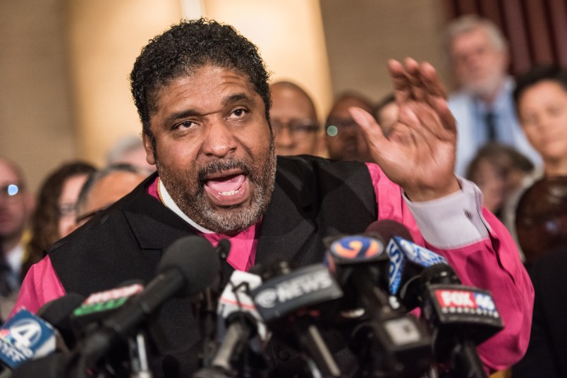 CHARLOTTE, NC - SEPTEMBER 22: The Rev. Rodney Sadler addresses the media during a NAACP press conference September 22, 2016 in Charlotte, NC. The group is asking for the release of police video of the fatal shooting of 43-year-old Keith Lamont Scott at an apartment complex near UNC Charlotte. (Photo by Sean Rayford/Getty Images)