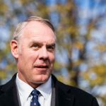 ARLINGTON, VIRGINIA - Secretary of the Interior Ryan Zinke attends an event at the U.S. Marine Corps War Memorial announcing the newly carved engravings of Afghanistan and Iraq campaigns and the restoration project of the memorial, in Arlington, Virginia Tuesday November 21, 2017. Business man and philanthropist David Rubenstein's gifted millions of dollars to the make the restoration project possible. (Photo by Melina Mara/The Washington Post)