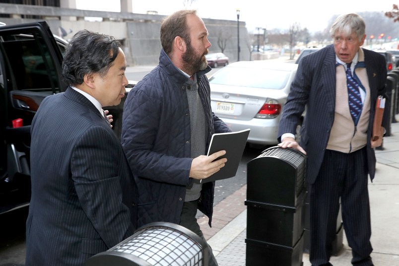 Former Trump campaign manager Paul Manafort and his wife Kathleen arrive at the Prettyman Federal Courthouse January 16, 2018 in Washington, DC. Manafort and his former business partner Richard Gates both pleaded not guilty last year to a 12-charge indictment that included money laundering and conspiracy.
