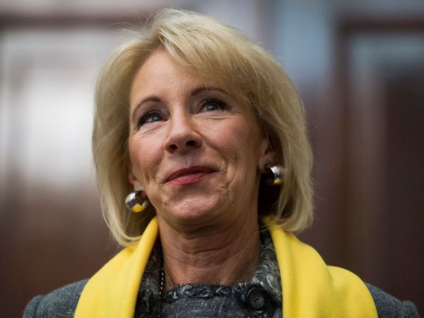 UNITED STATES - JANUARY 18: Education Secretary Betsy DeVos attends a rally to promote the importance of school choice as part of "National School Choice Week," in Russell Building on January 18, 2018. (Photo By Tom Williams/CQ Roll Call)