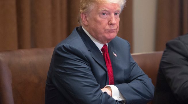 U.S. President Donald J. Trump hosts a law enforcement roundtable on MS-13 at The White House in Washington, DC, February  06, 2018. Credit: Chris Kleponis / Polaris