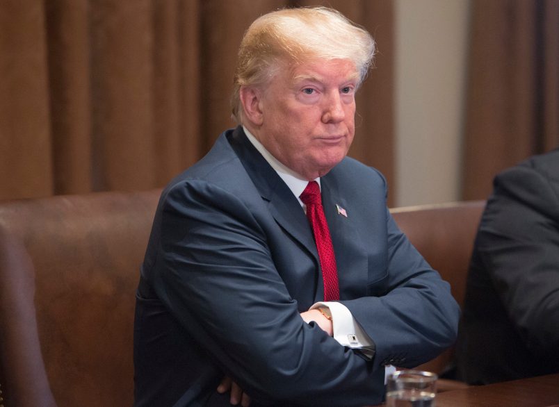 U.S. President Donald J. Trump hosts a law enforcement roundtable on MS-13 at The White House in Washington, DC, February  06, 2018. Credit: Chris Kleponis / Polaris