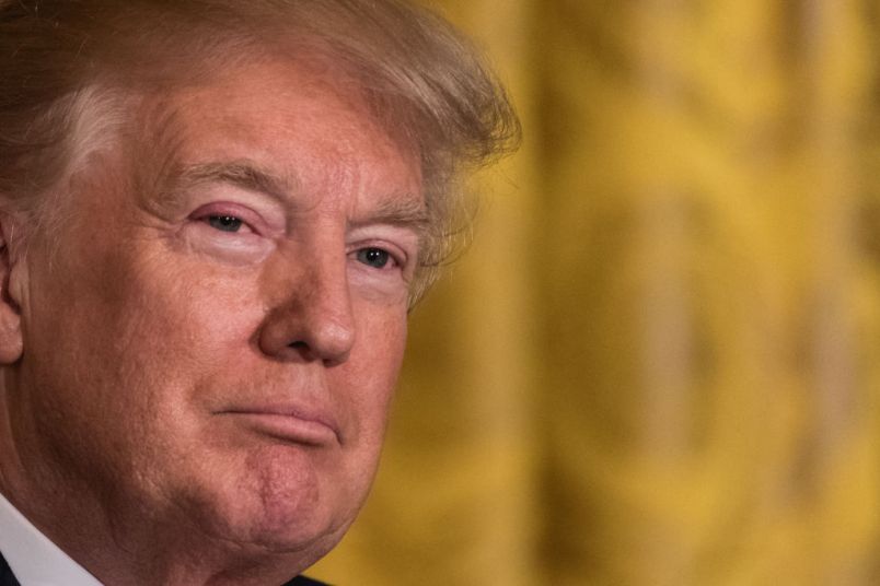 U.S. President Donald Trump listens to Prime Minister Malcolm Turnbull of Australia, during their joint press conference, in the East Room of the White House, on Friday, February 23, 2018. (Photo by Cheriss May/NurPhoto)