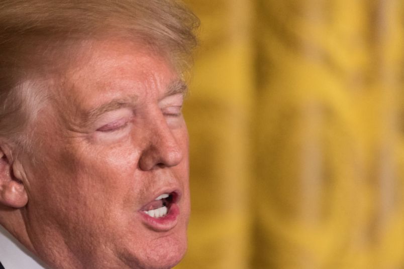 U.S. President Donald Trump speaks, during his joint press conference with Prime Minister Malcolm Turnbull of Australia, in the East Room of the White House, on Friday, February 23, 2018. (Photo by Cheriss May/NurPhoto)