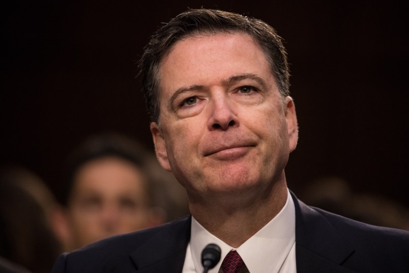 Former FBI Director James Comey testified in front of the Senate Intelligence Committee, on his past relationship with President Donald Trump, and his role in the Russian interference investigation, in the Senate Hart building on Capitol Hill, on Thursday, June 8, 2017. (Photo by Cheriss May) (Photo by Cheriss May/NurPhoto)