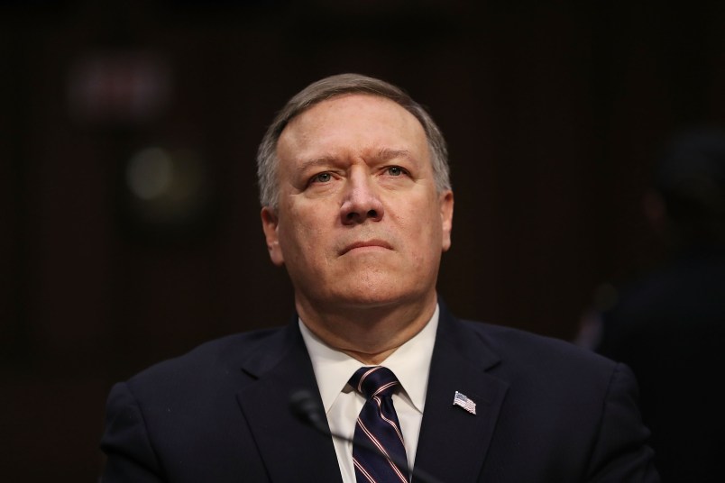 U.S. President-elect Donald Trump's nominee for the director of the CIA, Rep.ÊMike Pompeo(R-KS) testifies during his confirmation hearing before the Senate (Select) Intelligence Committee in the Hart Senate Office Building on January 12, 2017 in Washington, DC. Mr. Pompeo is a former Army officer who graduated first in his class from West Point.