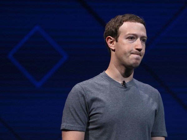 SAN JOSE, CA - APRIL 18:  Facebook CEO Mark Zuckerberg delivers the keynote address at Facebook's F8 Developer Conference on April 18, 2017 at McEnery Convention Center in San Jose, California. The conference will explore Facebook's new technology initiatives and products. (Photo by Justin Sullivan/Getty Images)