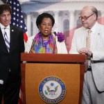 WASHINGTON, DC - JULY 27:  House Judiciary Committee ranking member Sheila Jackson Lee (D-TX) speaks while flanked by Rep. Jamie Raskin (D-MD) (L) and Rep. Steve Cohen (D-TN) during a news conference on Capitol Hill, July 27, 2017 in Washington, DC. House Judiciary committee democrats introduced the H.RES.474 Jackson Lee Lee resolution which condemns any action by the president to fire Special Counsel Robert Mueller, or abusing the presidential pardon powers.  (Photo by Mark Wilson/Getty Images)