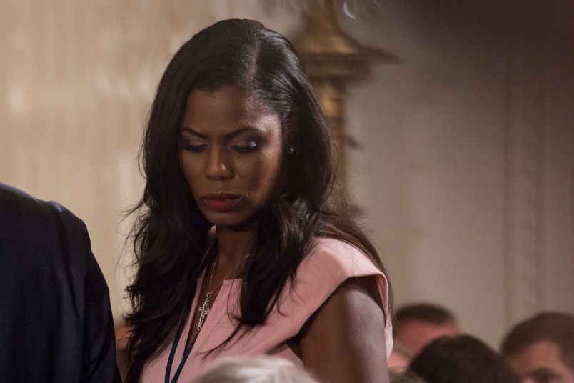 Omarosa Manigault, director of communications for the Office of Public Liaison for the Trump administration, was present for he Medal of Honor ceremony for former Specialist Five James C. McCloughan, U.S. Army in the East Room of the White House, on Monday, July 31, 2017. (Photo by Cheriss May) (Photo by Cheriss May/NurPhoto)