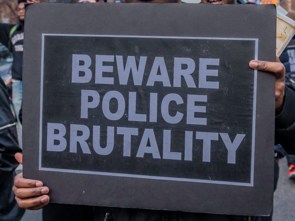 HARLEM, NEW YORK, UNITED STATES - 2017/12/02: Students from South Bronx Community Charter High School with help from community leaders gathered at the Schomburg Center for Research in Black Culture in Harlem and led the second annual Future of the City March against police brutality on December 2, 2017; marching with students from other New York City schools against police brutality and the unjust treatment of people of color. (Photo by Erik McGregor/Pacific Press/LightRocket via Getty Images)