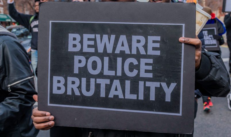 HARLEM, NEW YORK, UNITED STATES - 2017/12/02: Students from South Bronx Community Charter High School with help from community leaders gathered at the Schomburg Center for Research in Black Culture in Harlem and led the second annual Future of the City March against police brutality on December 2, 2017; marching with students from other New York City schools against police brutality and the unjust treatment of people of color. (Photo by Erik McGregor/Pacific Press/LightRocket via Getty Images)