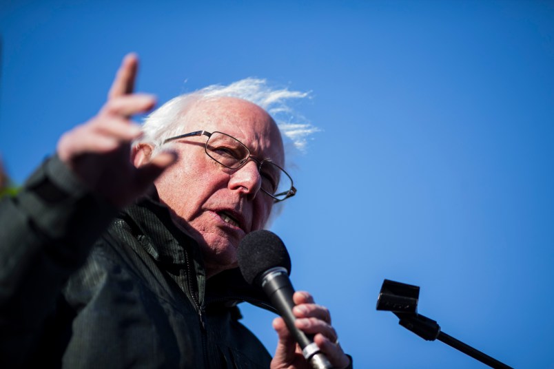 WASHINGTON, DC - DECEMBER 13:  Sen. Bernie Sanders (I-VT) speaks during a rally against the Republican tax plan on December 13, 2017 in Washington, DC. (Photo by Zach Gibson/Getty Images)