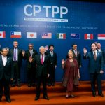 SANTIAGO, CHILE – MARCH 08: President of Chile, Michelle Bachelet (C) poses for photos with the 11 representatives that signed the Integral and Progressive Treaty of Trans-Pacific Partnership - CPTP, on March 08, 2018 in Santiago, Chile. (Photo by Sebastián Vivallo Oñate/Agencia Makro/Getty Images)