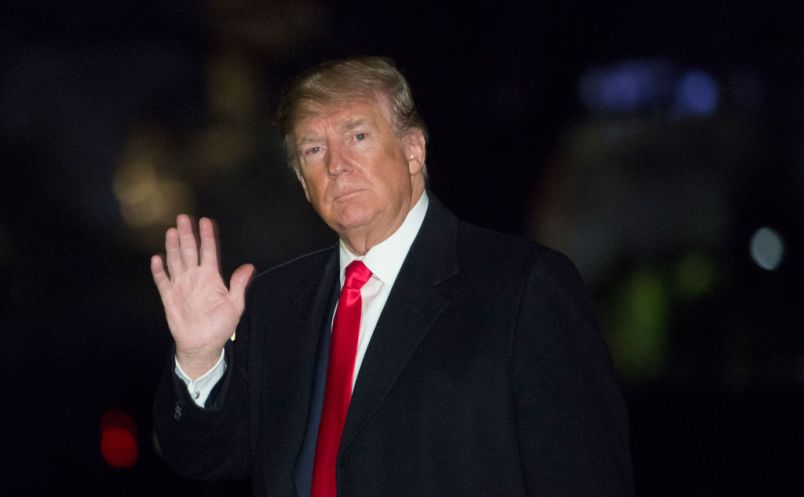 U.S. President Donald J. Trump returns to The White House in Washington, DC, after attending a political rally in western Pennsylvania, March 10, 2018. Credit: Chris Kleponis / Polaris
