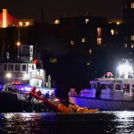 NEW YORK, NY - MARCH 11:  Emergency responders work at the scene of a helicopter crash in the East River March 11, 2018 in New York City. Five people have died after the helicopter crashed and flipped upside down in the water.  (Photo by James Devaney/Getty Images)