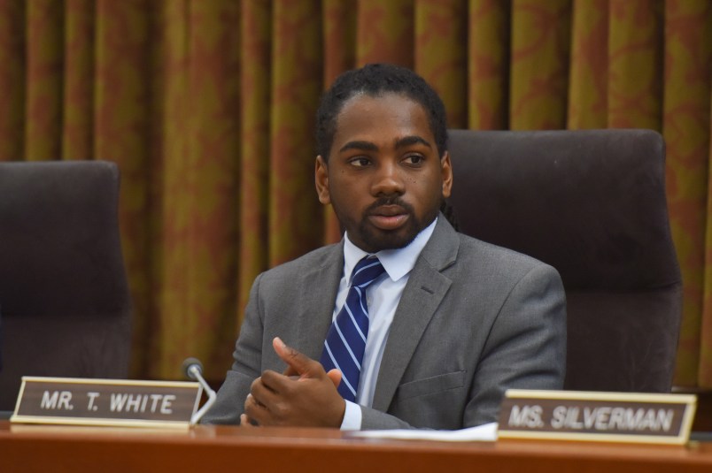 WASHINGTON, DC - MAY 2:Councilmember Trayon White, Sr, listens as the D.C. City Council votes to confirm Peter J. Newsham as new chief of DC Metropolitan Police at the Wilson Building on Tuesday, May 2, 2017, in Washington, DC. Newsham will replace Cathy Lanier, who left to work for the NFL.(photo by Jahi Chikwendiu/The Washington Post)