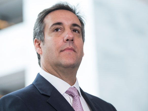 UNITED STATES - SEPTEMBER 19: Michael Cohen, a personal attorney for President Trump, and his lawyer Stephen Ryan, off camera, address the media in Hart Building after the Senate Intelligence Committee meeting to discuss Russian interference in the 2016 election was postponed on September 19, 2017. (Photo By Tom Williams/CQ Roll Call)