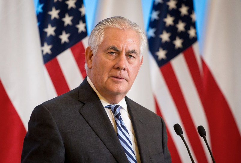 United States Secretary of State Rex Tillerson during the press conference with polish Minister of Foreign Affairs Jacek Czaputowicz at Chancellery of the Prime Minister  in Warsaw, Poland on 27 January 2018. (Photo by Mateusz Wlodarczyk/NurPhoto)