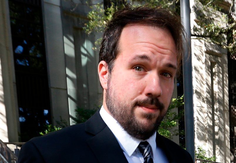 Jordan Hamlett leaves federal court following his guilty plea in Baton Rouge, La., Monday, Dec. 11, 2017. The Louisiana private investigator pleaded guilty in his  attempts to access Donald Trump's tax returns during the presidential campaign. Authorities have said Hamlett failed in his attempts to get Trump's tax returns through a U.S. Department of Education financial aid website. The 32-year-old Lafayette resident was charged with misusing a Social Security number. His trial had been scheduled to start this week, but the judge originally assigned to the case died Saturday. (AP Photo/Gerald Herbert)