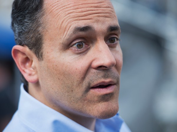 UNITED STATES - APRIL 12: Matt Bevin, republican Senate candidate  for Kentucky, talks with attendees of the Knob Creek Gun Range Machine Gun Shoot Out in West Point, Ky. (Photo By Tom Williams/CQ Roll Call)