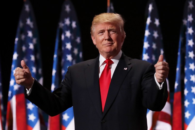 CLEVELAND, OH - JULY 21:  on the fourth day of the Republican National Convention on July 21, 2016 at the Quicken Loans Arena in Cleveland, Ohio. Republican presidential candidate Donald Trump received the number of votes needed to secure the party's nomination. An estimated 50,000 people are expected in Cleveland, including hundreds of protesters and members of the media. The four-day Republican National Convention kicked off on July 18. (Photo by Chip Somodevilla/Getty Images)