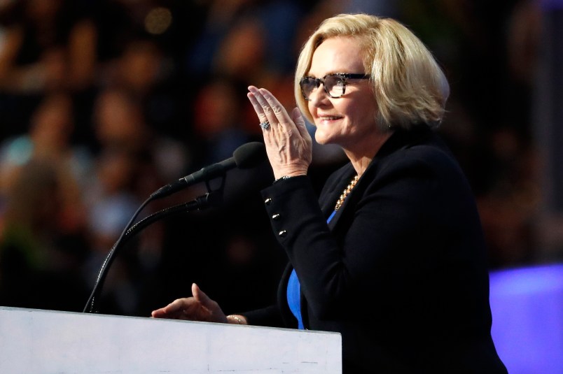 PHILADELPHIA, PA - JULY 28: on the fourth day of the Democratic National Convention at the Wells Fargo Center, July 28, 2016 in Philadelphia, Pennsylvania. Democratic presidential candidate Hillary Clinton received the number of votes needed to secure the party's nomination. An estimated 50,000 people are expected in Philadelphia, including hundreds of protesters and members of the media. The four-day Democratic National Convention kicked off July 25. (Photo by Aaron P. Bernstein/Getty Images)