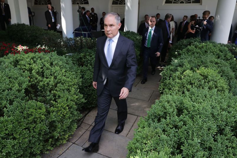 President Donald Trump announces his decision about the United States' participation in the Paris climate agreement in the Rose Garden at the White House June 1, 2017 in Washington, DC. Trump pledged on the campaign trail to withdraw from the accord, which former President Barack Obama and the leaders of 194 other countries signed in 2015 to deal with greenhouse gas emissions mitigation, adaptation and finance so to limit global warming to a manageable level.