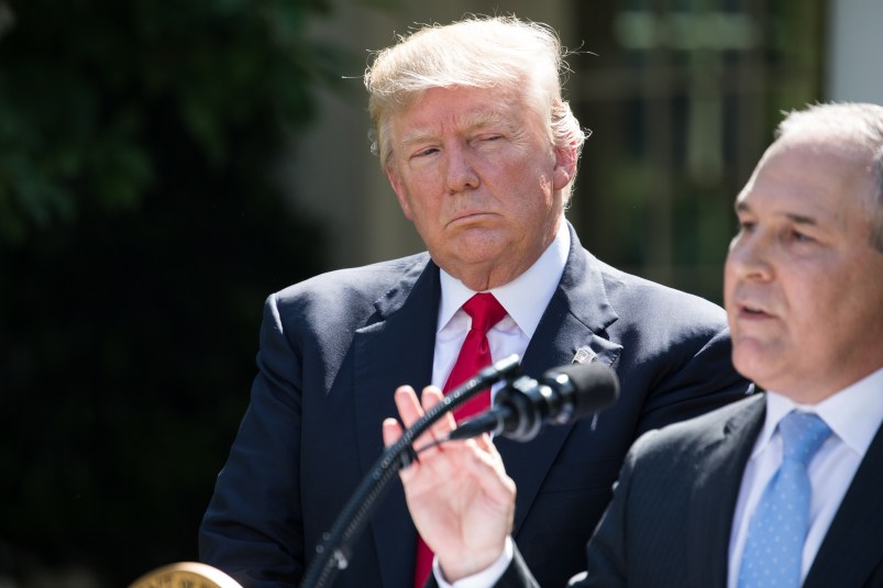 Scott Pruitt, EPA Administrator, spoke after President Trump made the statement that the United States is withdrawing from the Paris Climate Accord, in the Rose Garden of the White House, On Thursday, June 1, 2017. (Photo by Cheriss May) (Photo by Cheriss May/NurPhoto)