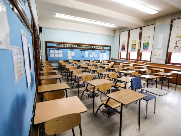 A classroom with 46 desks is filled to capacity at Palmer Park Preparatory Academy in Detroit on Thursday, Feb. 1, 2018. (Kimberly P. Mitchell/Detroit Free Press/TNS)