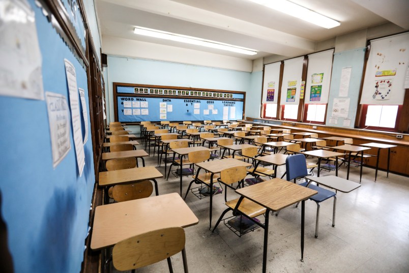 A classroom with 46 desks is filled to capacity at Palmer Park Preparatory Academy in Detroit on Thursday, Feb. 1, 2018. (Kimberly P. Mitchell/Detroit Free Press/TNS)