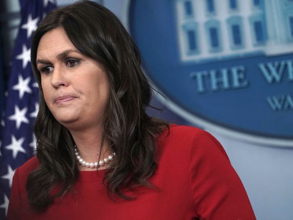 WASHINGTON, DC - MARCH 28:  White House Press Secretary Sarah Huckabee Sanders speaks during a White House daily news briefing at the James Brady Press Briefing Room of the White House March 28, 2018 in Washington, DC. Sanders held a daily briefing to answer questions from members of the White House Press Corps.  (Photo by Alex Wong/Getty Images)
