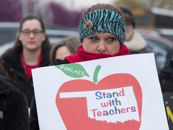 OKLAHOMA CITY, OK - APRIL 2: Oklahoma teachers rally at the state capitol in Oklahoma City, Oklahoma on April 2, 2018. Thousands of teachers and supporters are scheduled to rally Monday at the state Capitol as Oklahoma becomes the latest state to be plagued by teacher strife. Teachers are walking off the job after a $6,100 pay raise was rushed through the Legislature and signed into law by Gov. Mary Fallin. (Photo by J Pat Carter/Getty Images)