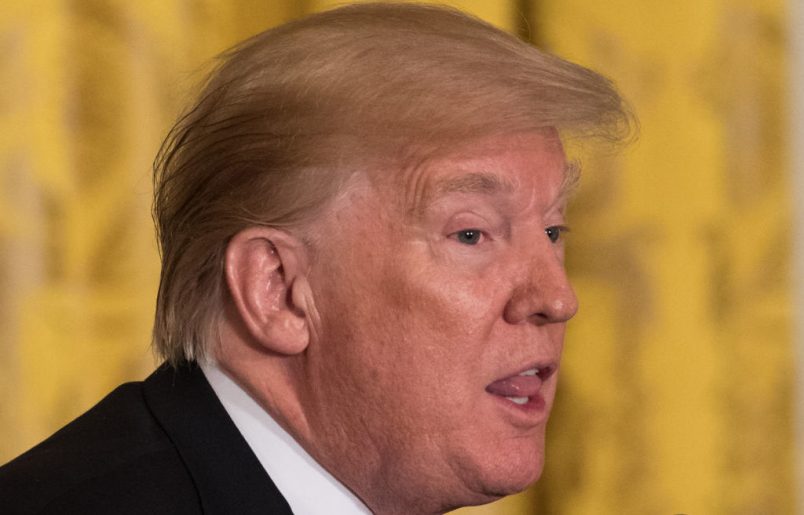 U.S. President Donald Trump holds a joint press conference with Baltic Heads of State in the East Room of the White House. On the 100th anniversary of their post-World War I independence from Russia, the three Baltic heads of state participated in the U.S.-Baltic Summit on Tuesday, April 3, 2018 in Washington, DC. (Photo by Cheriss May/NurPhoto)